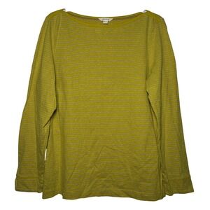 White Stuff Long Sleeve Striped Boat Neck Top Green UK 16 Cotton Blend US 12